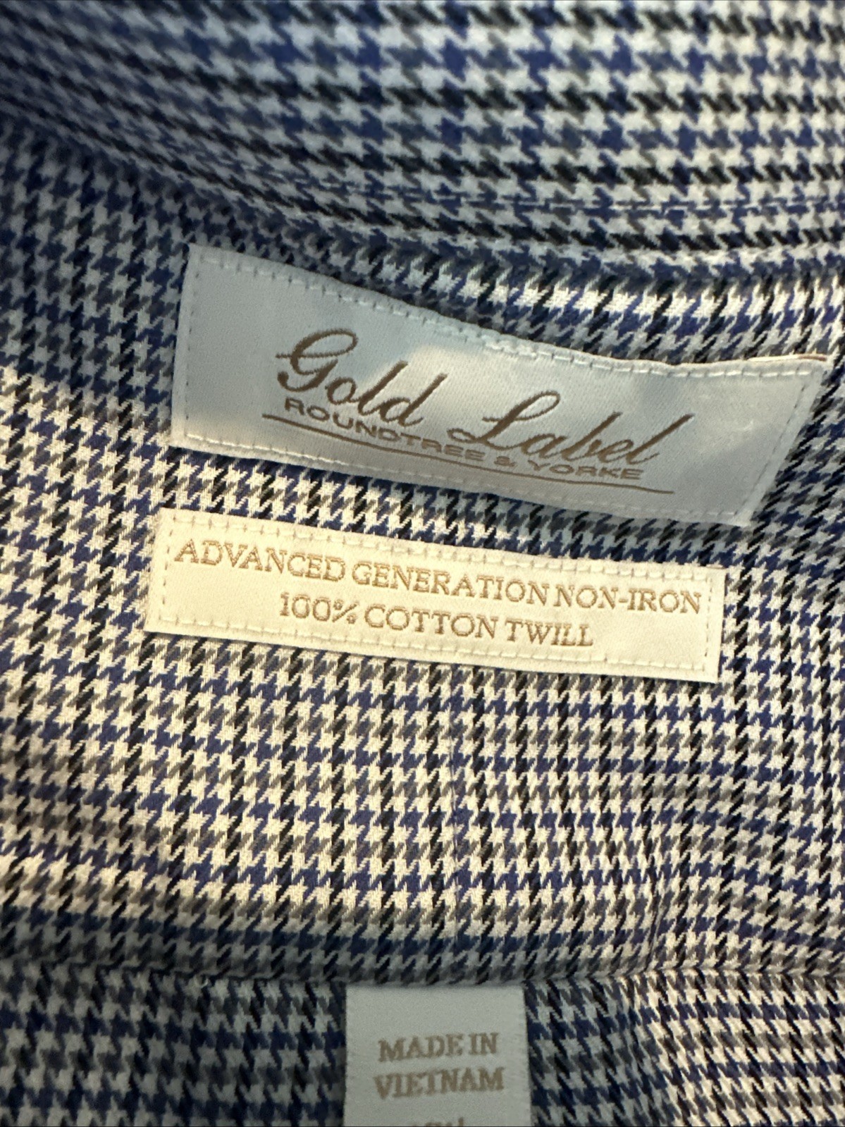 Roundtree Yorke Gold Label Men’s Shirt Size 18.5 34-35 Grey Blue Generation
