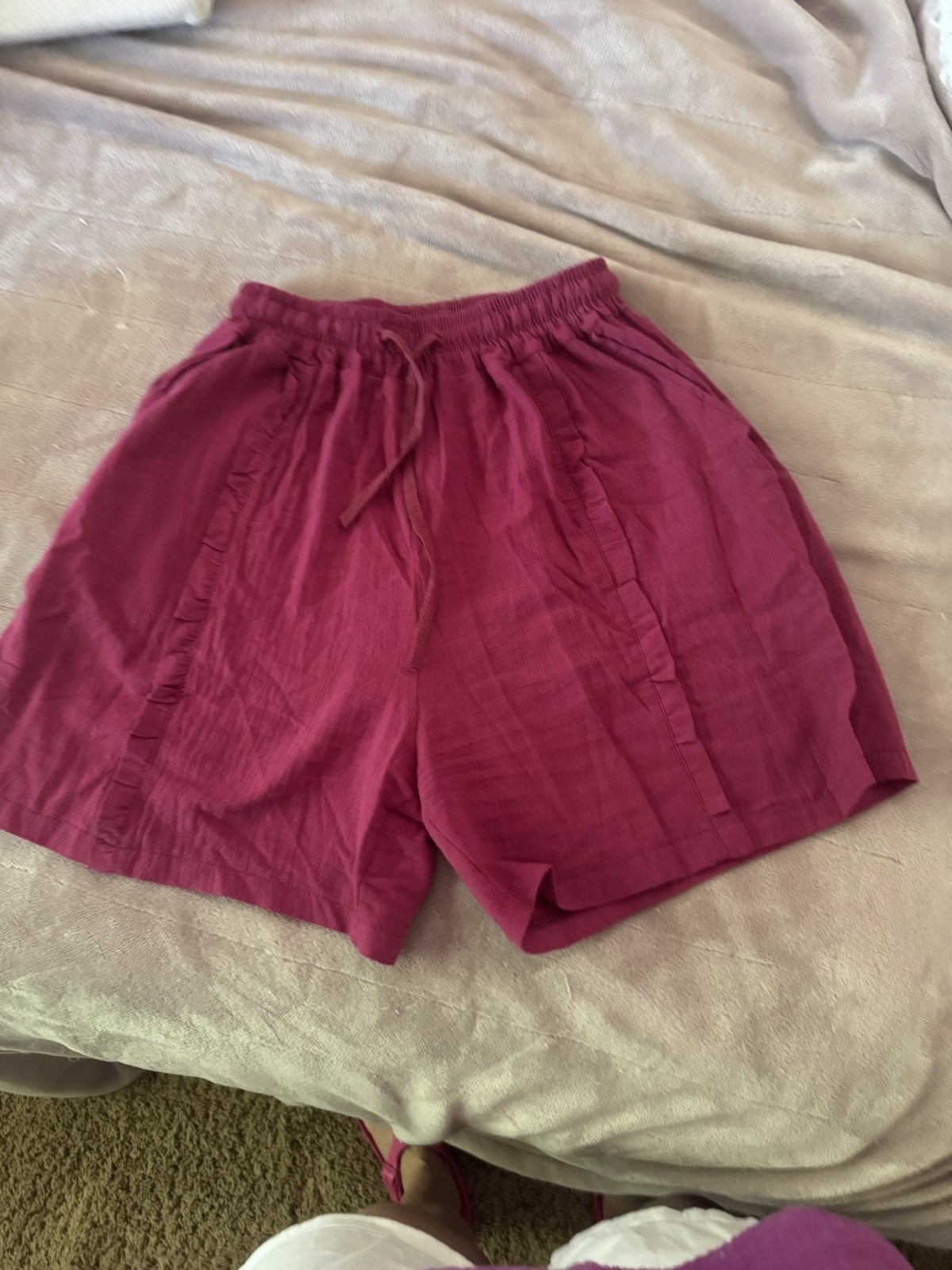 Linen Blend Raspberry Shorts Women’s L