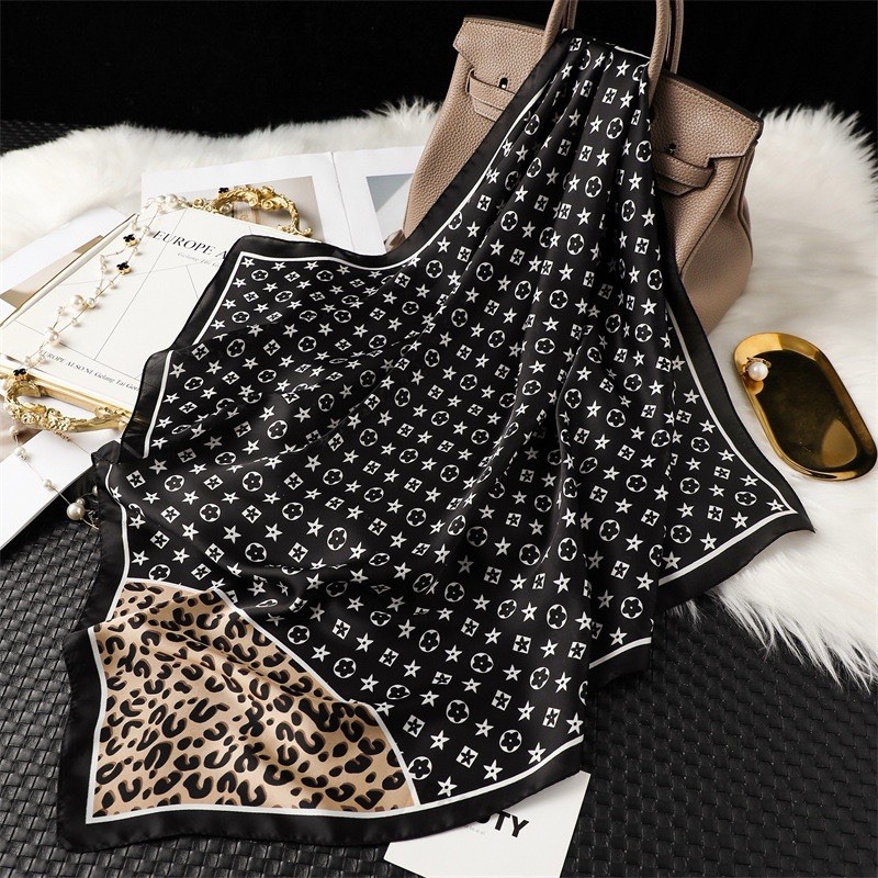 100% Silk-Feel Polyester Scarf 70x70cm Women’s Square Neck, Head, Hair Wrap