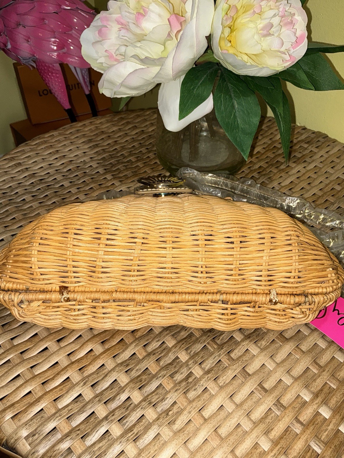 Lilly Pulitzer NWT Redford Wicker Crossbody Bag Natural