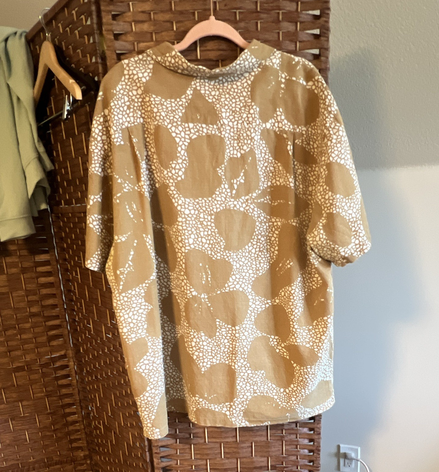 Brixton Men’s Abstract Brown/White Cotton Linen Woven Button-Up Point 2XL