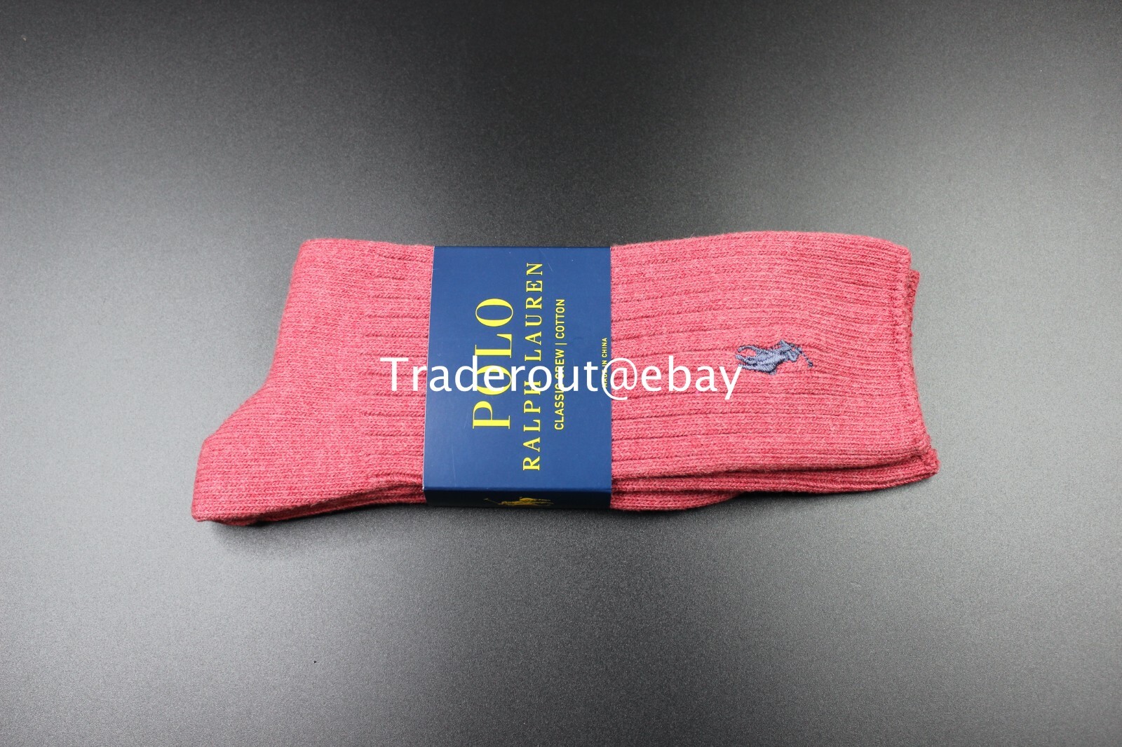Polo Ralph Lauren Men raspberry red w/ Pony cotton blend crew socks size 10-13