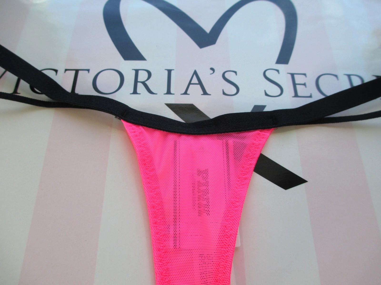 VICTORIA’S SECRET PINK High Leg Thong Panty S M L XL Pink Black NWT Strappy VS