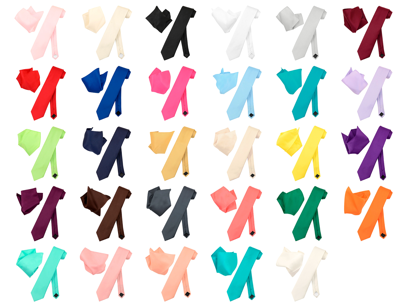 Vesuvio Napoli Solid EXTRA LONG Color NeckTie Handkerchief Men’s XL Neck Tie Set