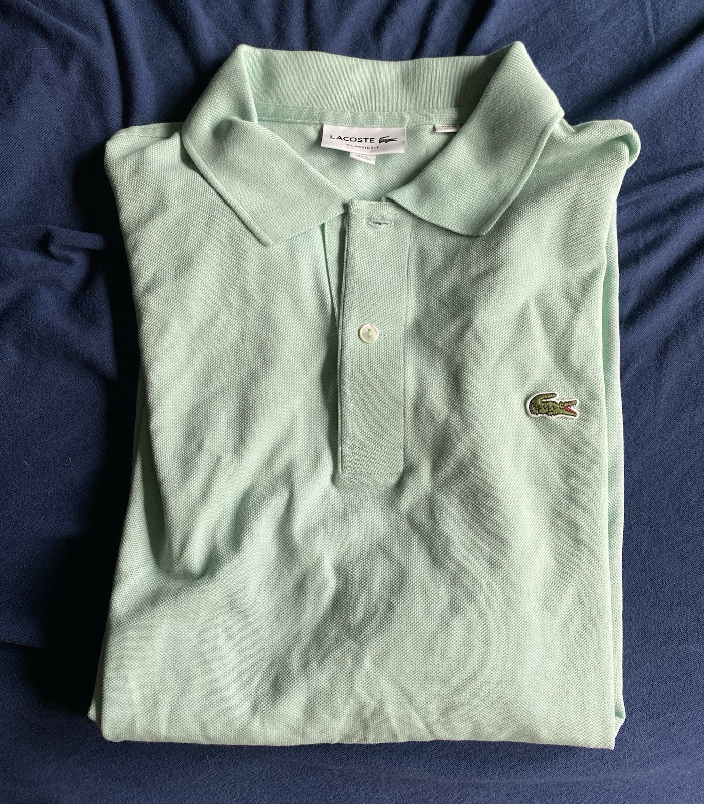 Lacoste Classic Fit Green Solid Cotton Knit Polo Shirt Men’s XXL Short Sleeve