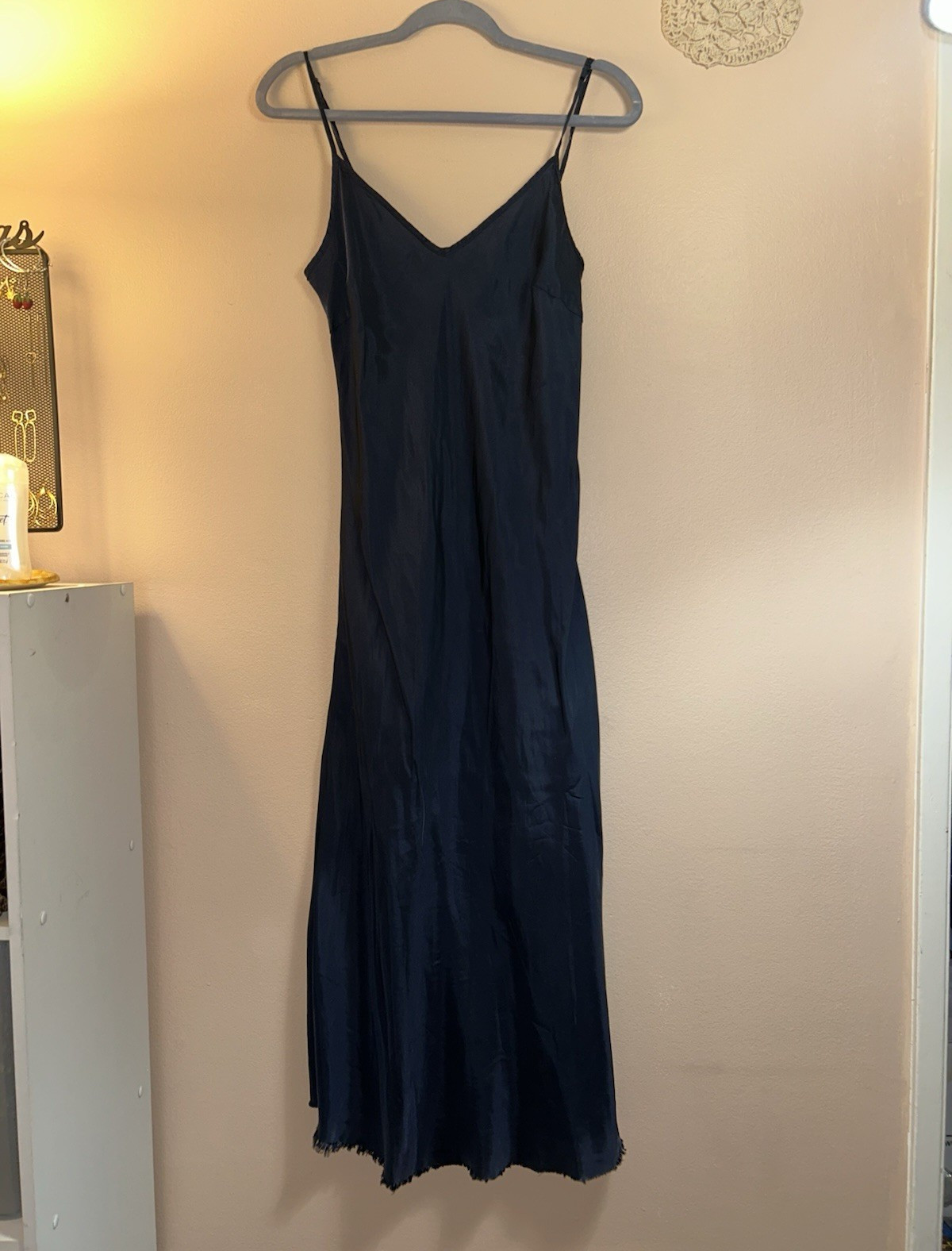 Organic John Patrick Women’s Navy Full Slip, Solid, Size M, 100% Cupro RRP $225