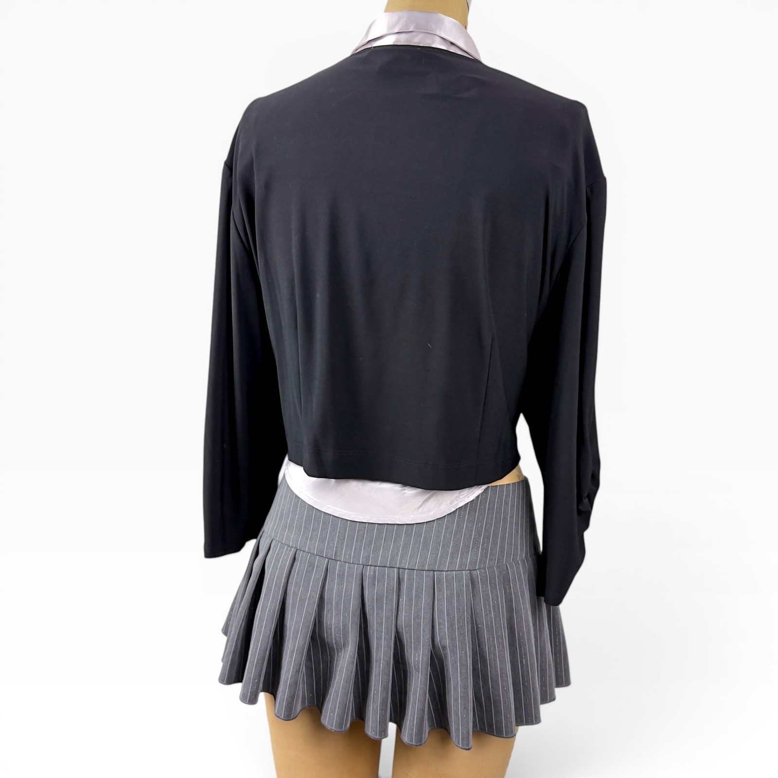 Y2K Rosette Brooch Bolero Shrug Polka Dot Open 3/4 Sleeve Dark Romantic Size L