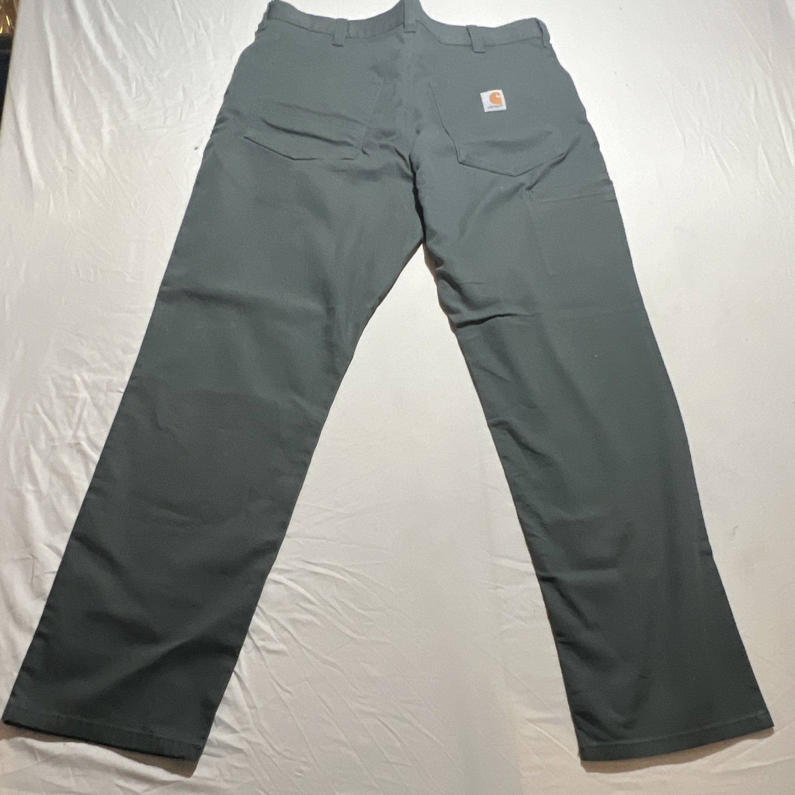 Carhartt Rugged Flex Green Stretch Canvas Work Pants Relaxed Straight 34×32