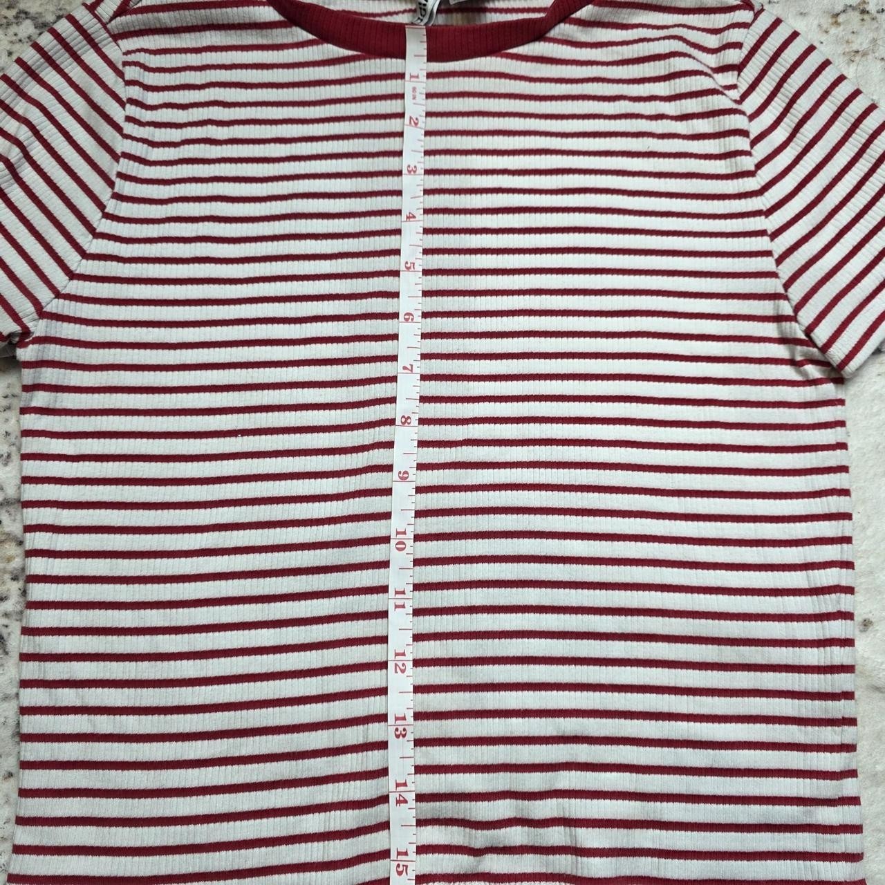 Divided by H&M Red/White Striped Ribbed Knit Crew Neck Short Sleeve T-Shirt L