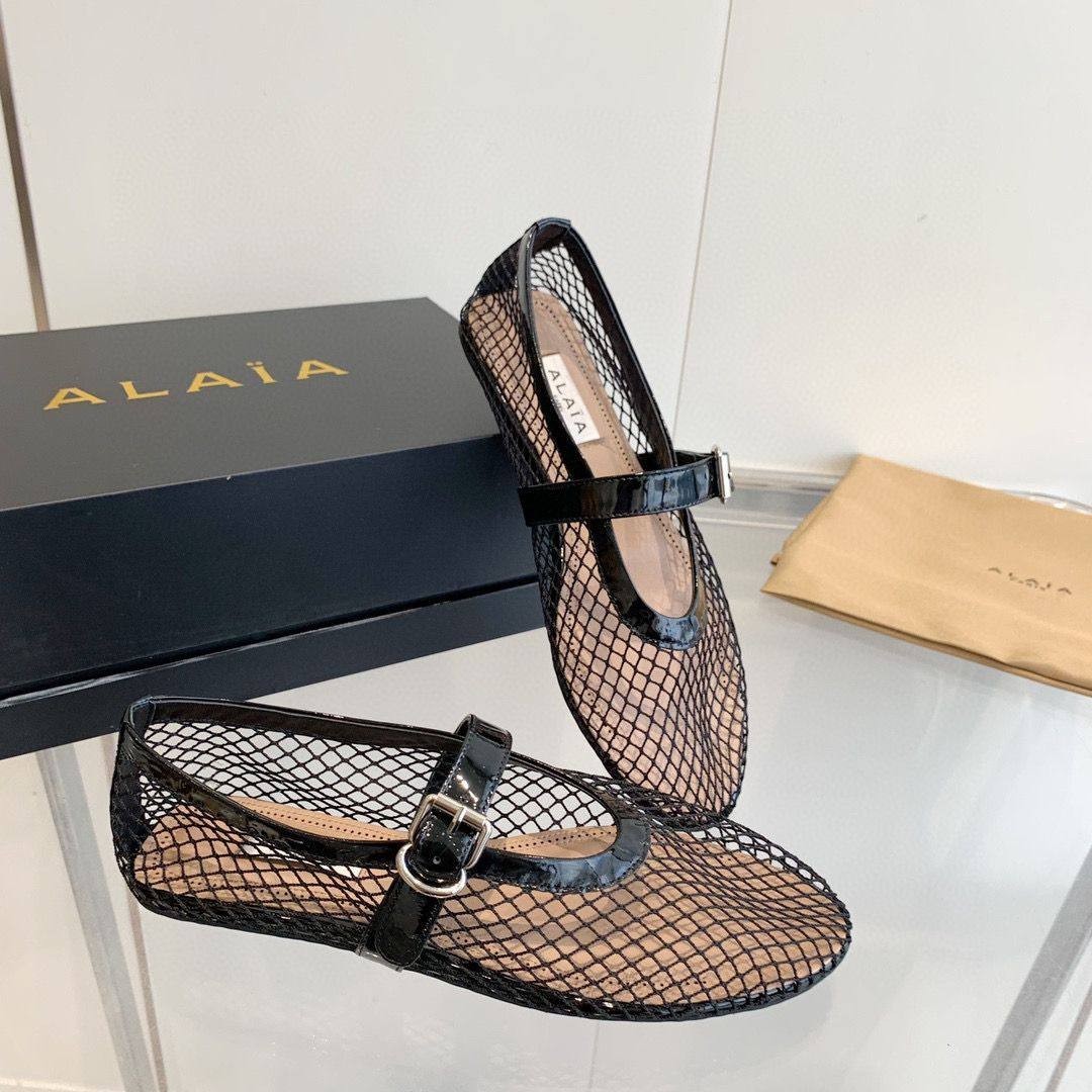 alaia shoes ballet flats in fishnet size EU 38/US8 color black