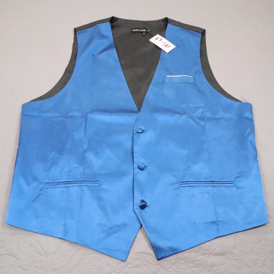 New Barry Wang Suit Vest Mens XL Blue Tuxedo Formal Belted Adjustable Wedding