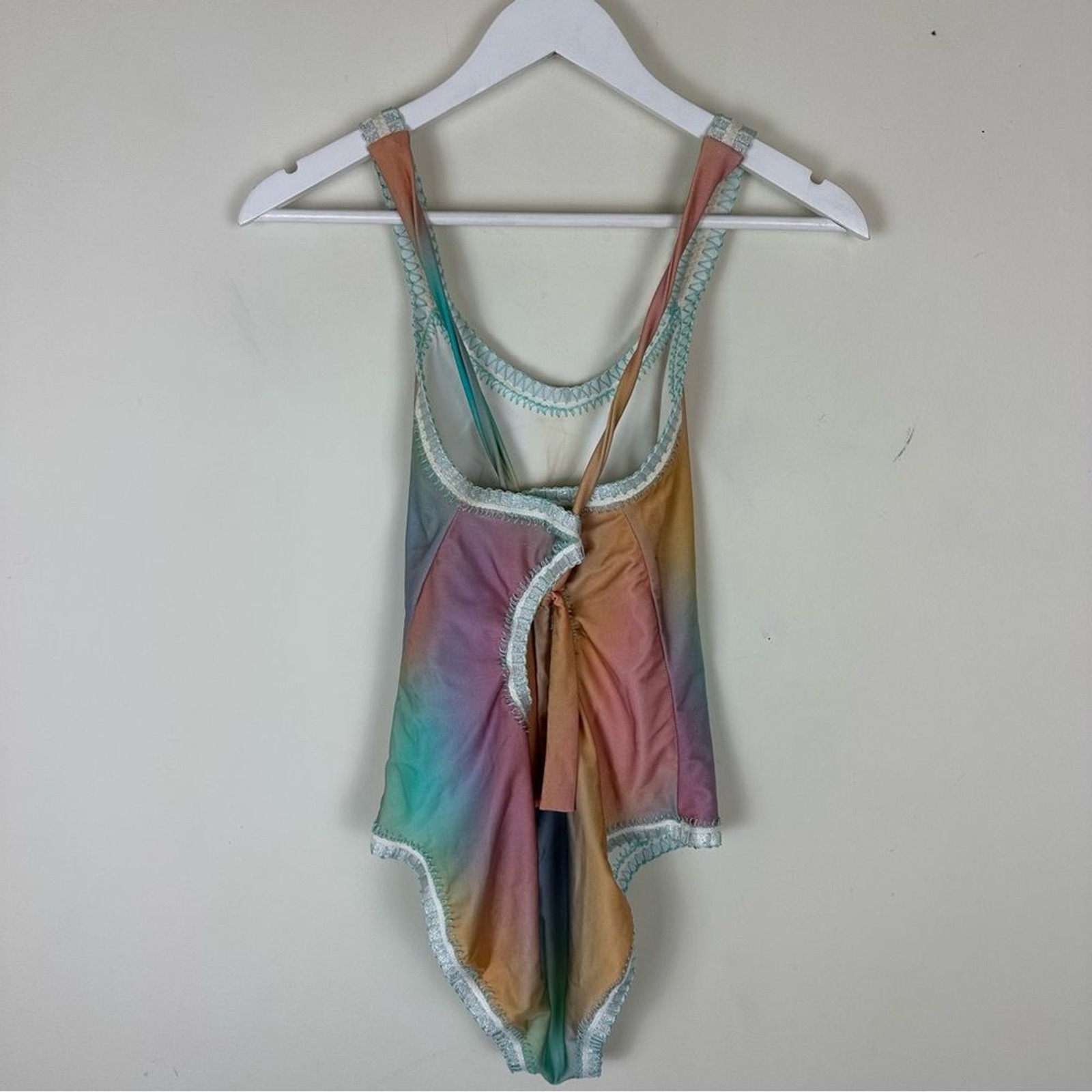 Platinum inspired by Solange Ferrarini Crochet Trim One Piece Swimsuit
