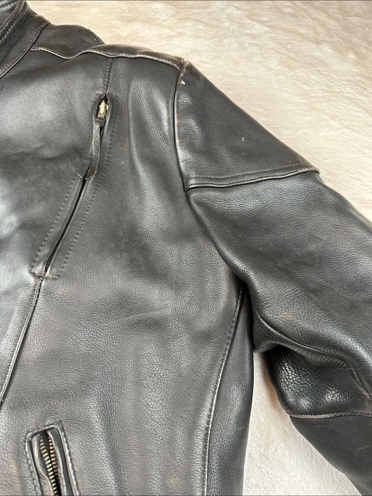 Leather King Mens 50 Black Leather Motorcycle Jacket Thinsulate Lined XXL |Biker