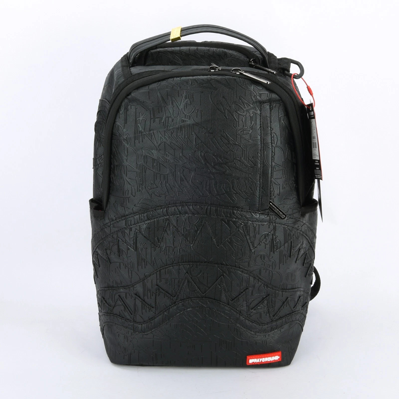 Sprayground Nightflight G800 Black DLXV Leather Shark Zipper Backpack Bag