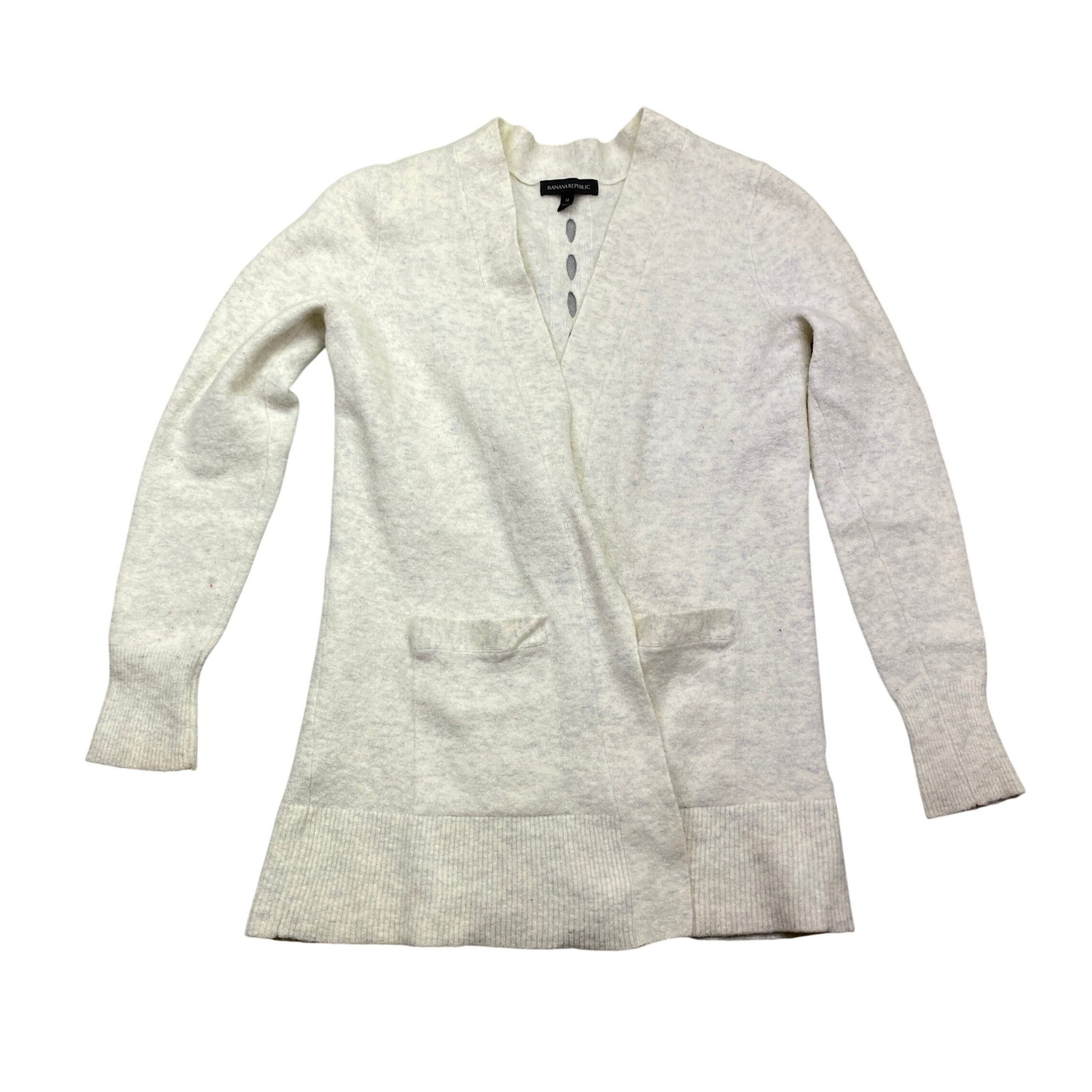 Banana Republic Womens Cream Wool Alpaca Blend Cutout Back Cardigan Sweater M