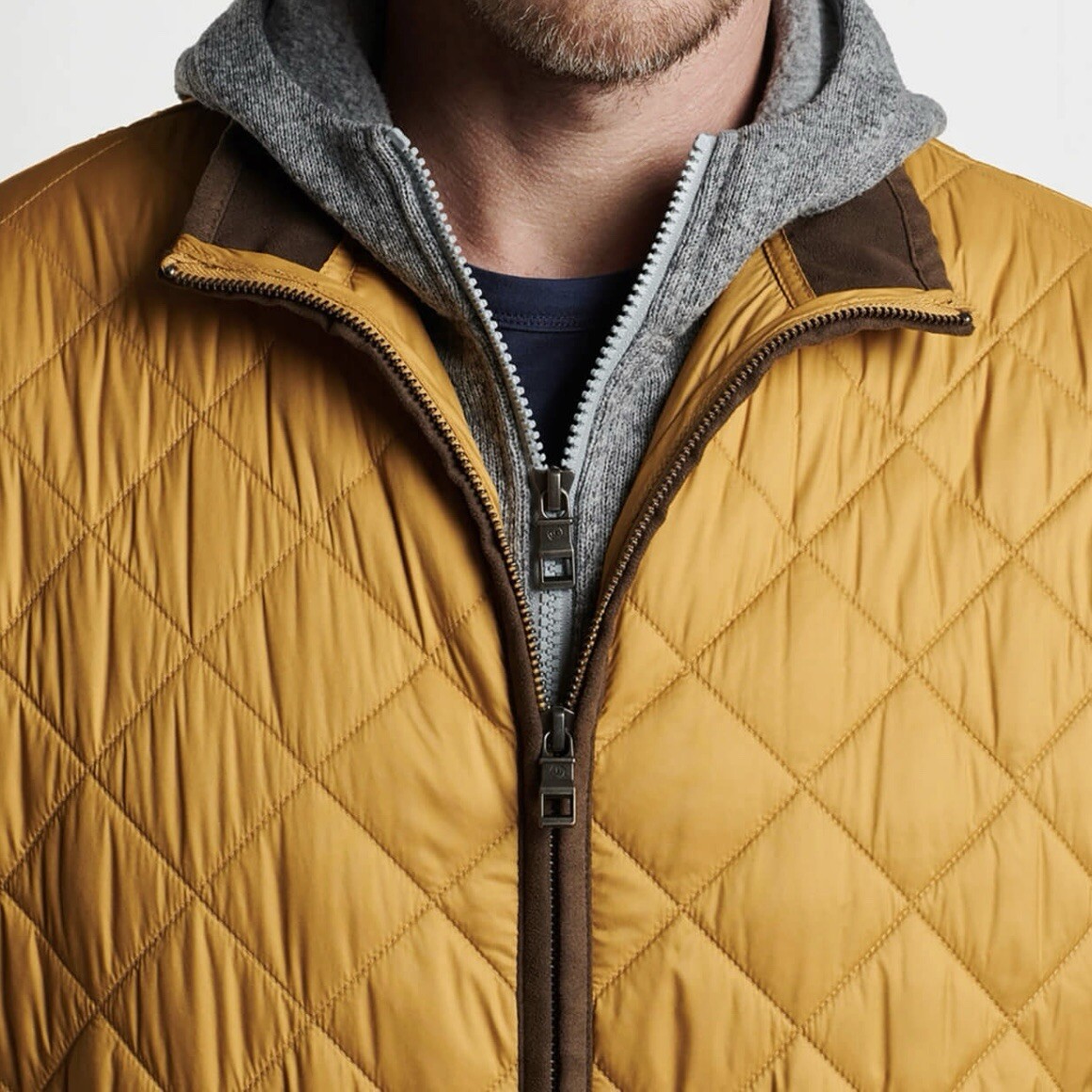 Peter Millar Crown Essex Full Zip Quilted Puffer Vest Jacket Dijon Medium $230