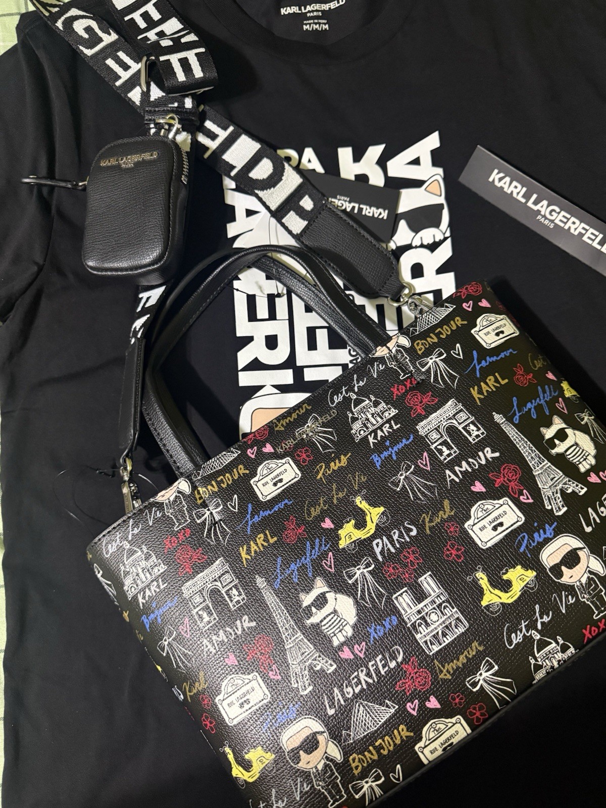 Karl Lagerfeld Paris Paris Graphic Print Zip Satchel, Detachable Strap