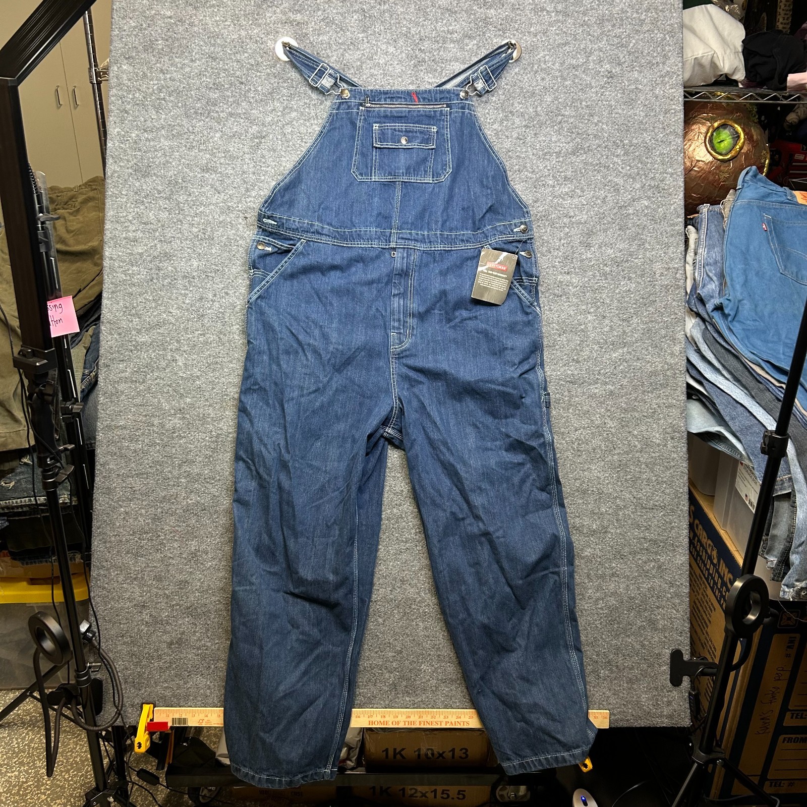 Craftsman Bib Overall Men’s Blue Denim Pockets Straight Leg Workwear – 46X31 NWT