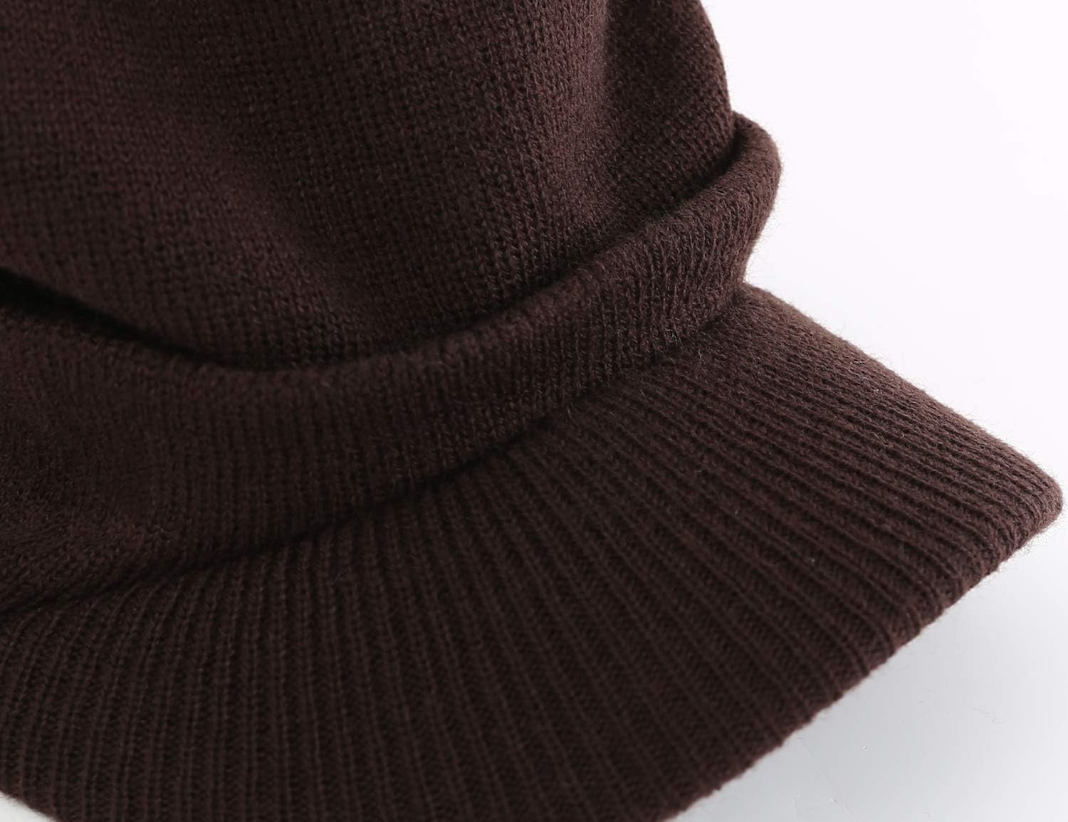 Men’s Winter Beanie Hat with Visor Brim Warm Thick Knit Cuffed Watch Cap