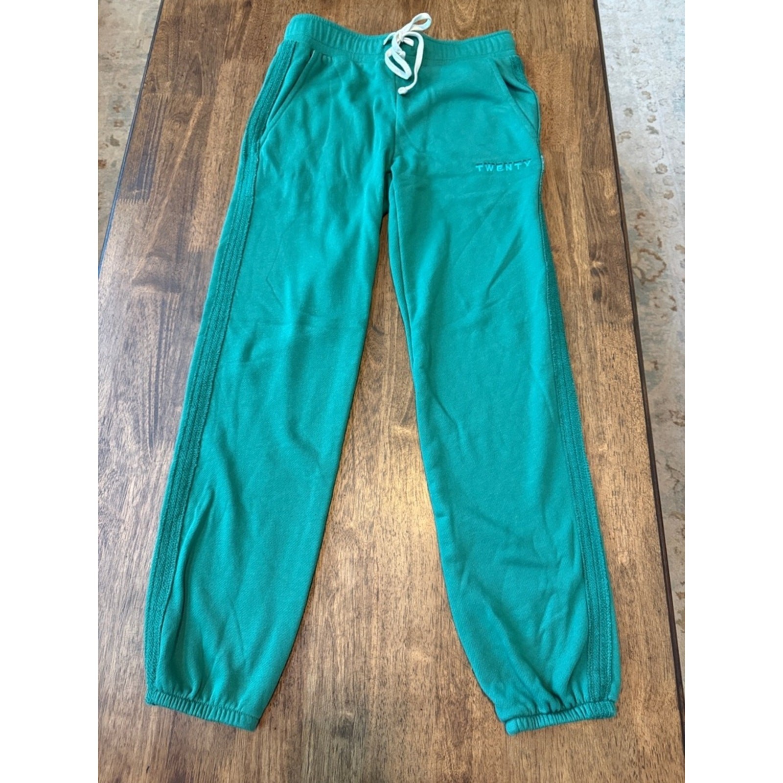 Twenty Green Jogger Pants with White Drawstring Size S