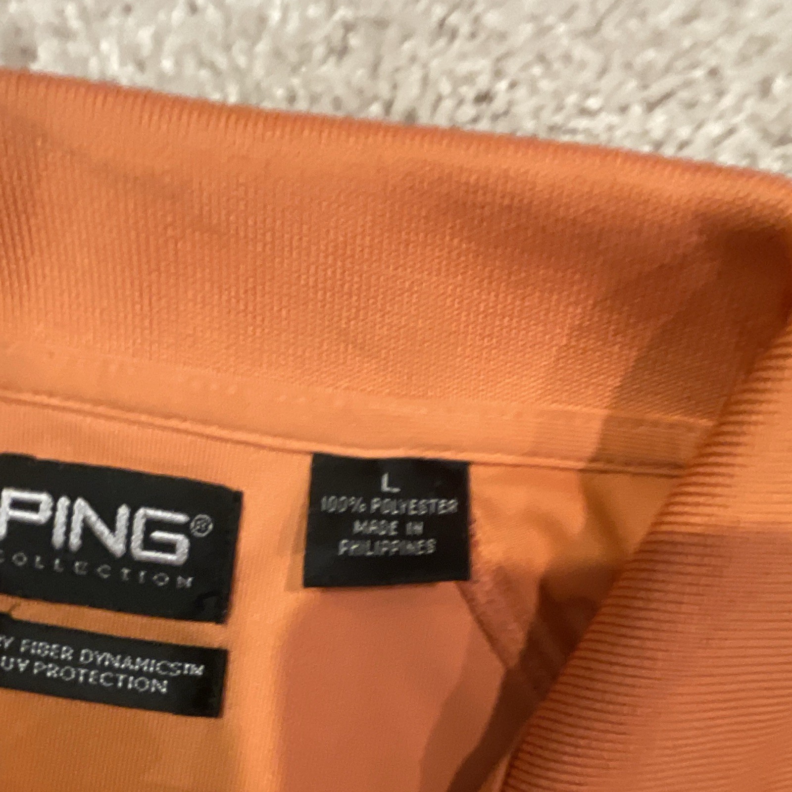 PING Collection Men’s L Polo Orange Solid Short Sleeve Collared Logo UV