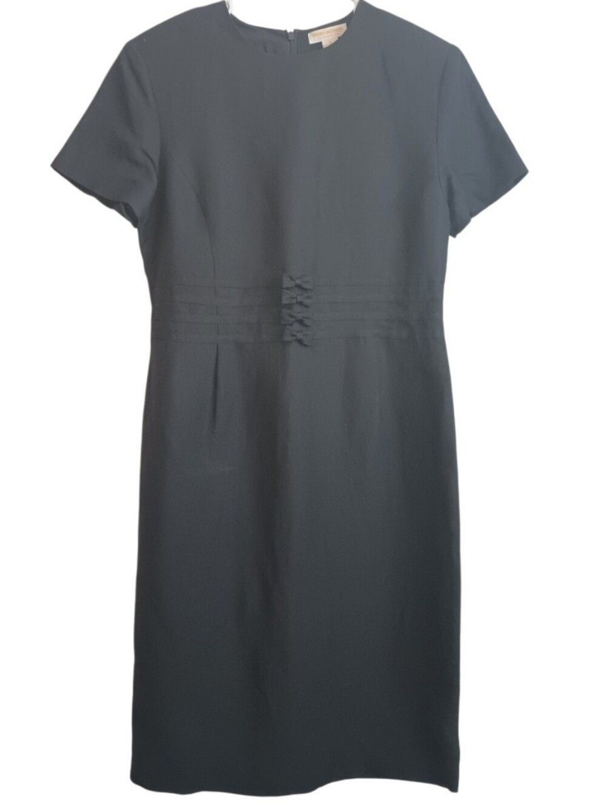 Brooks Brothers Linen Black Sheath Dress With Bow Accents
