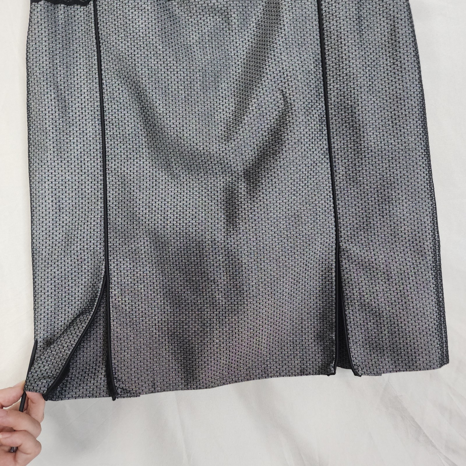SECIL STORE Turkish Designer Size 6 Silver Gray Wool Pleated Panel Pencil Skirt