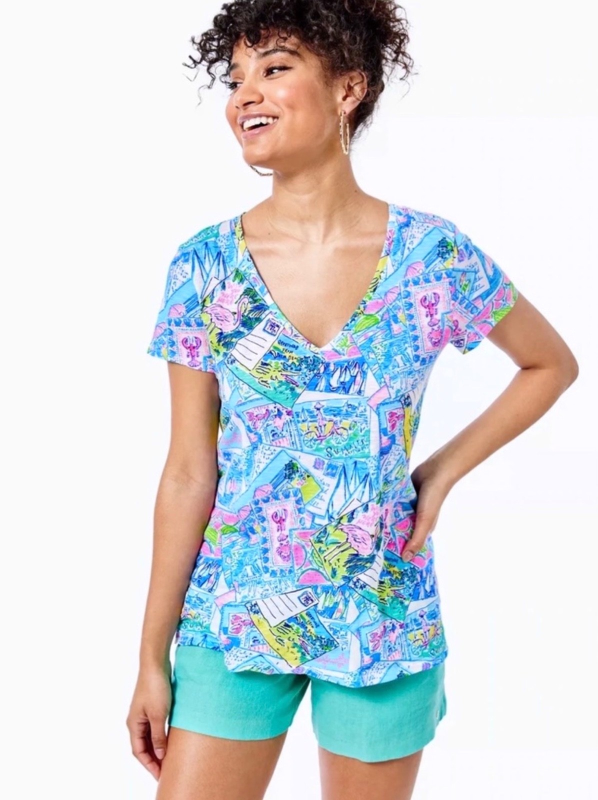 Lilly Pulitzer NWT Etta Top Wish You Were Here Size XL
