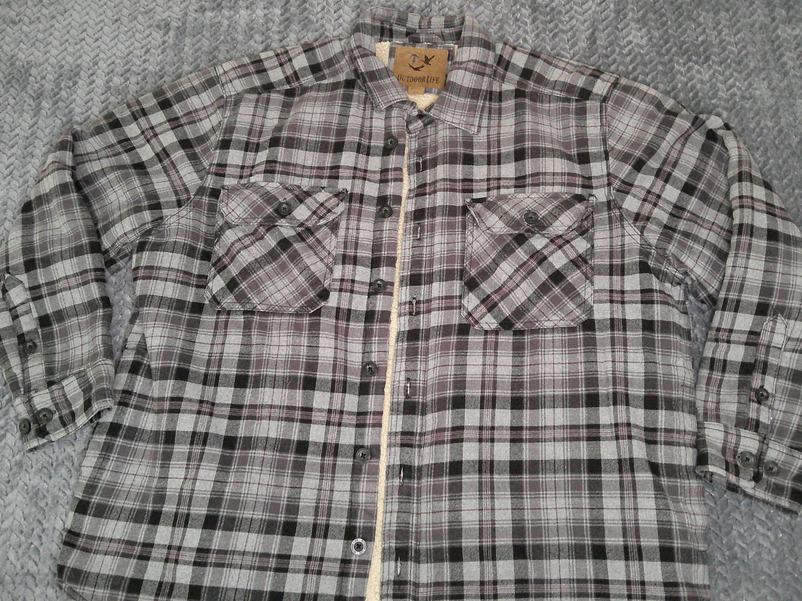 Outdoor Life Multicolor Plaid Button Up Flannel Jacket Long Sleeve Mens Size XL
