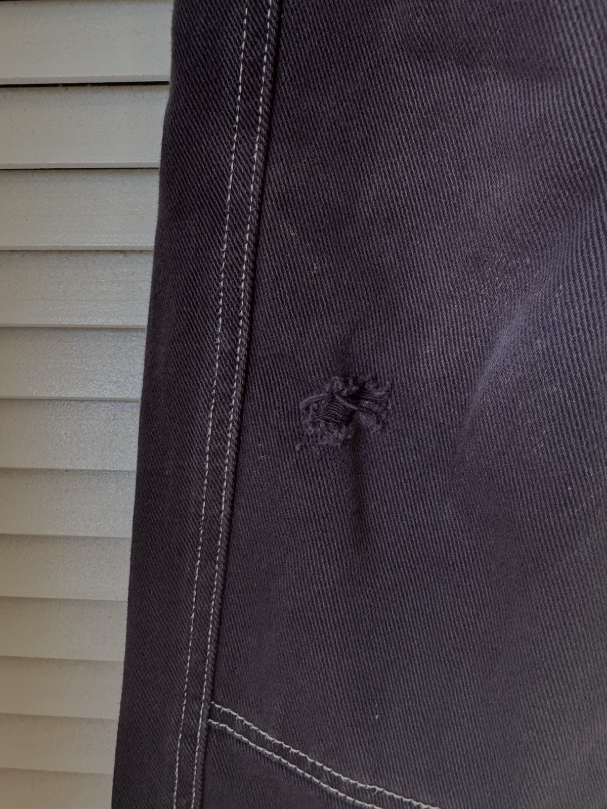 Stussy Carpenter Overdyed Work Pant 32 Black Denim Contrast Stitch Double Knee