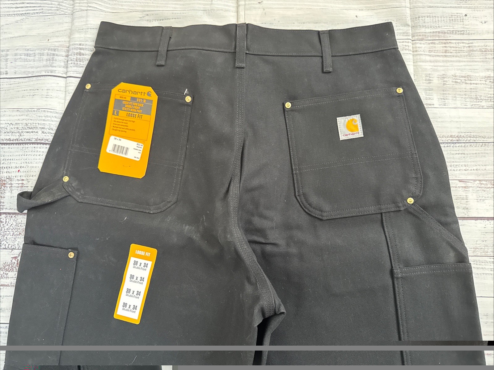 CARHARTT B01-M Men’s 38 x 34 Loose Fit Double Knee Black Duck Utility Work Pants