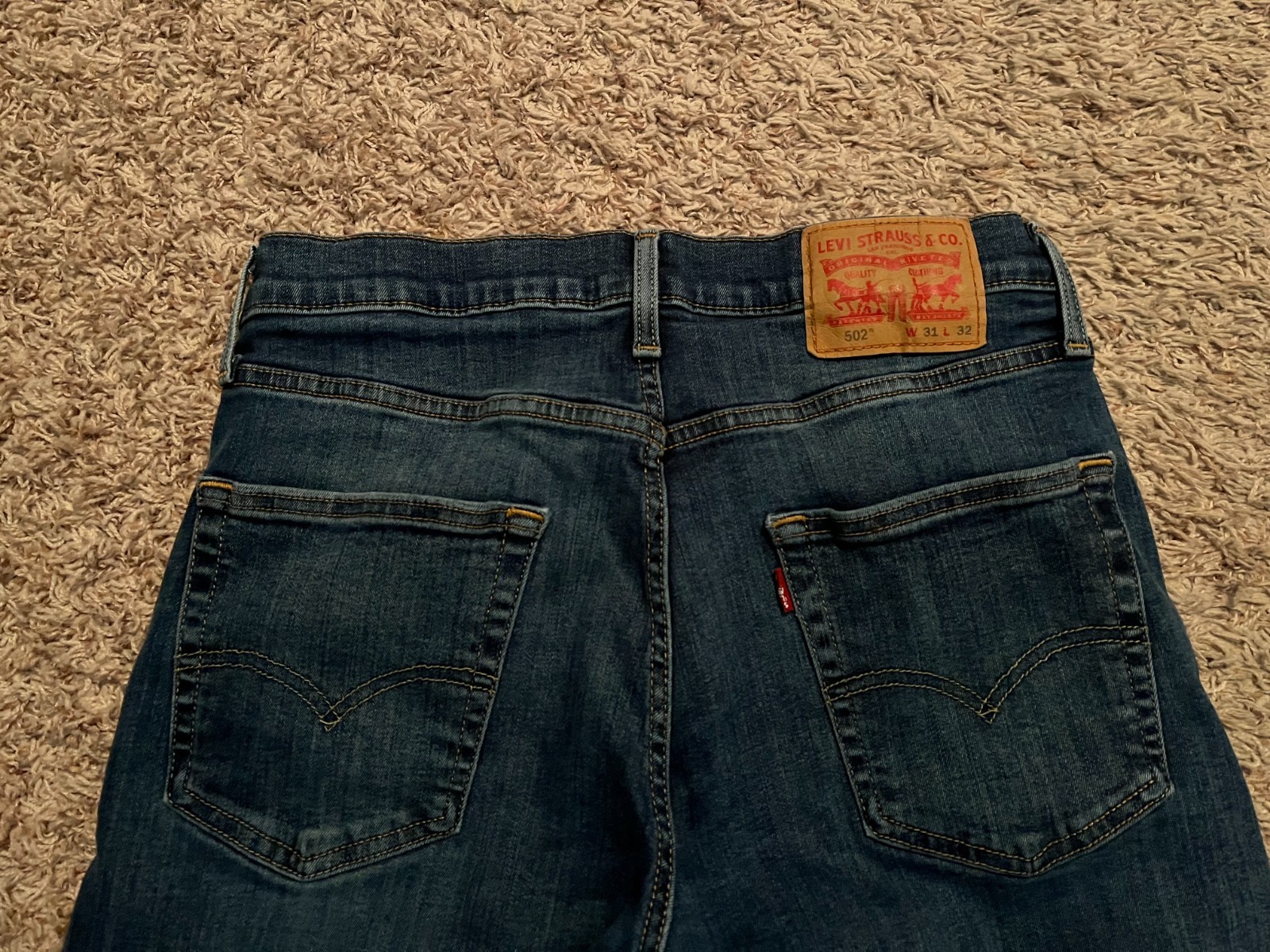 EUC Levi’s 502 Jeans Regular Fit Tapered Mens tag=31×32 (MEASURED 31×29) (9632)