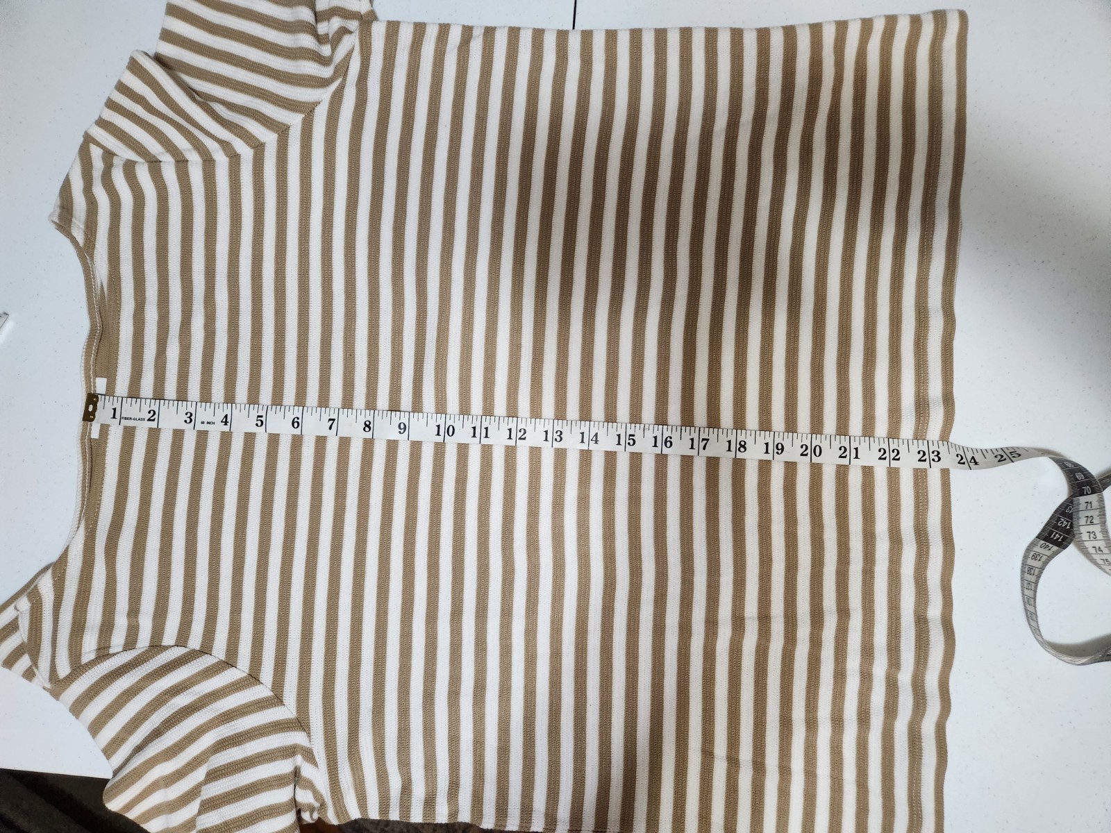 J. Jill Beige Striped Knit Pullover Boatneck Stretch Medium Basic Quiet Luxury