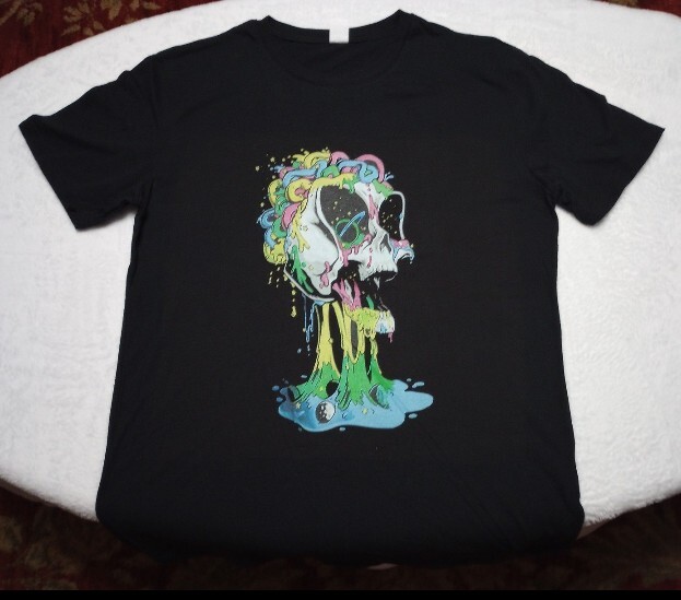 INTO THE AM Skeleton Skull BRAIN INVADER T-shirt. Medium