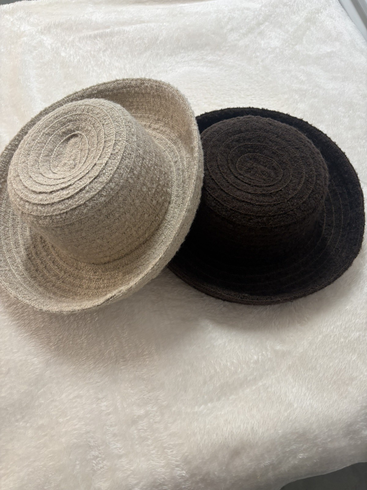 Vtg Toucan Collection New York Hats Bucket Sunhat Pair Tan & Chocolate