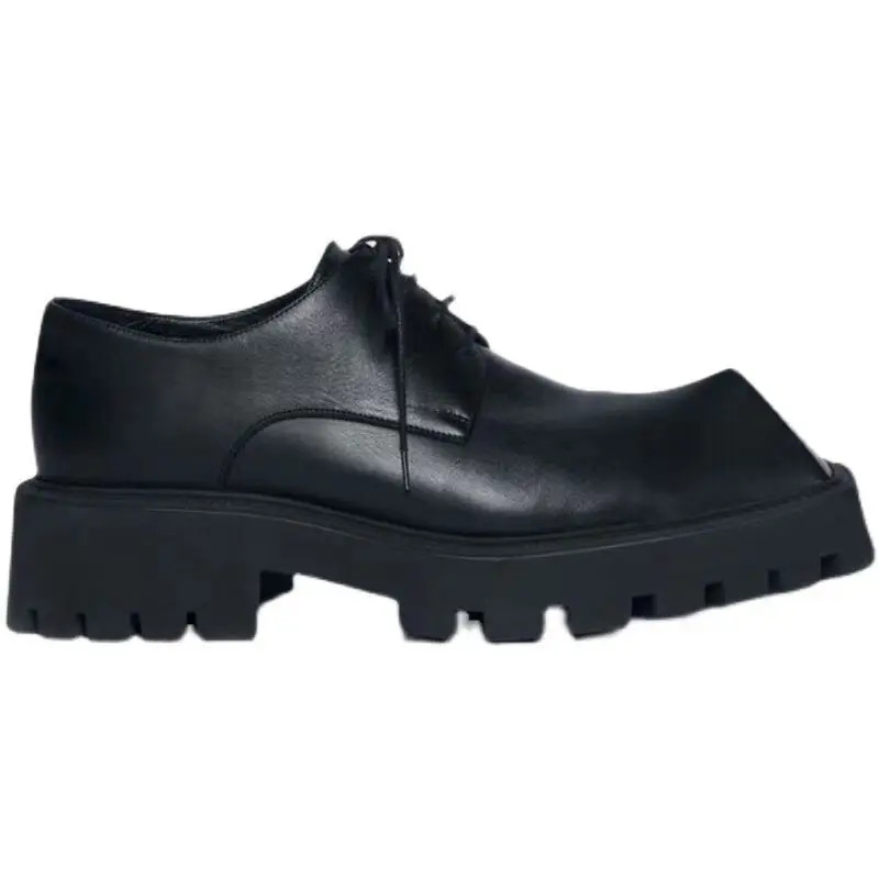 Men Big Head Niche Design Shoes Platform Rhino Horn Square Single Sneakers Derby