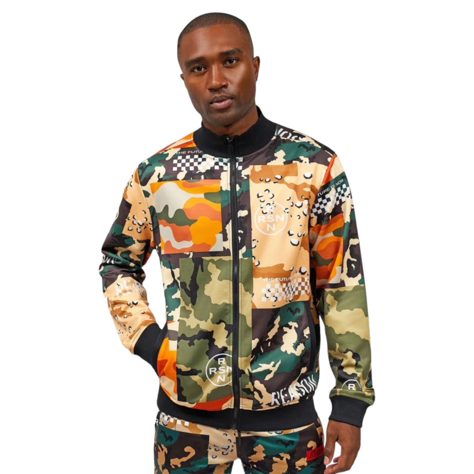 Reason Allover Camo Mixed Allover Print Track Jacket Men’s Size Large