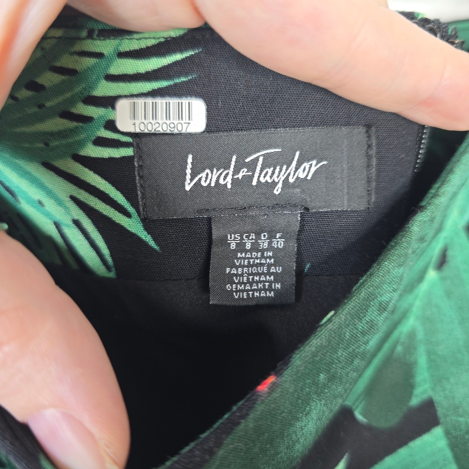 Lord & Taylor Womens Tropical Palm Leaf Floral Pencil Skirt Green Black Size 8