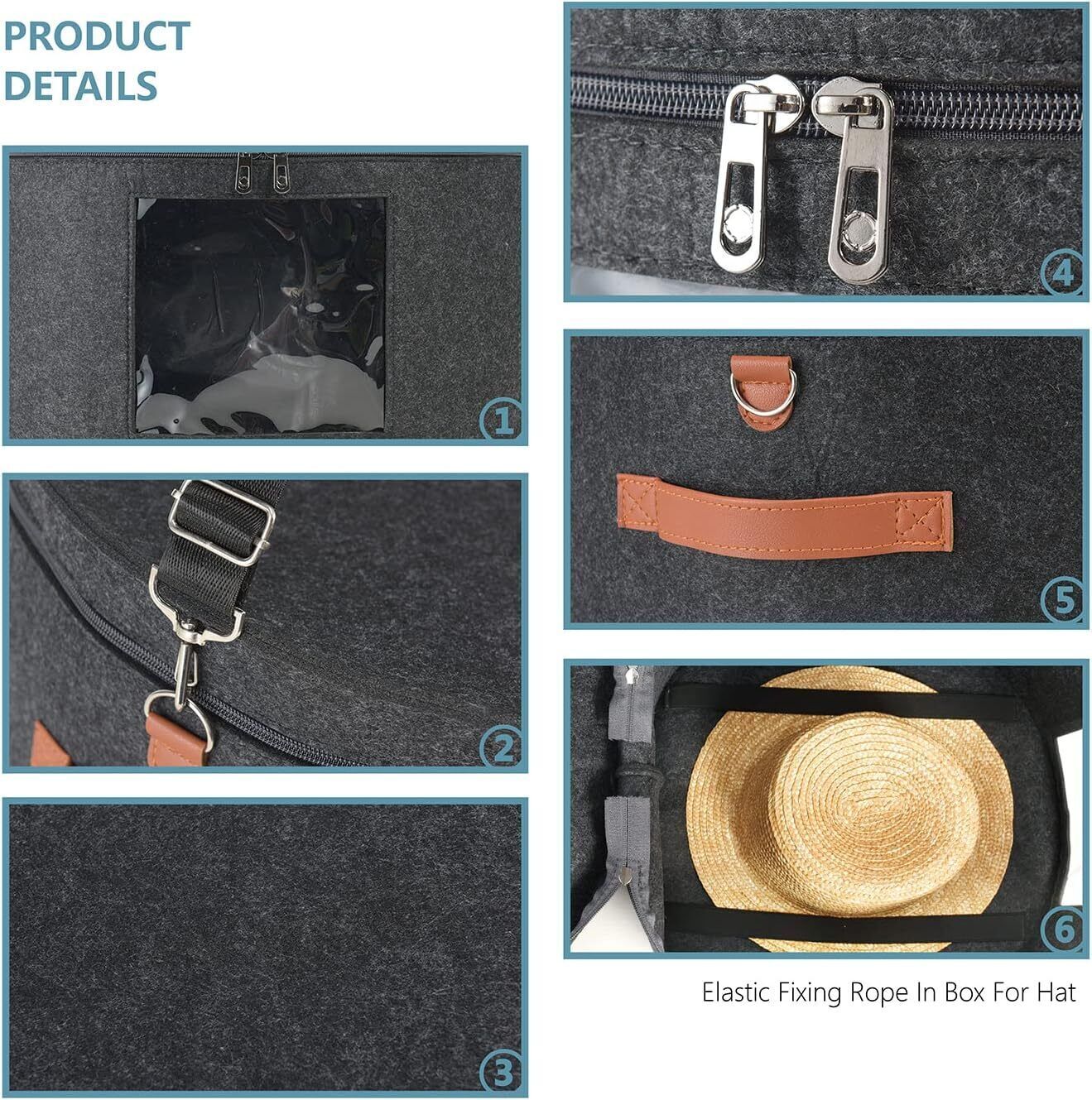 Cowboy Straw Hat Storage Box Stackable Round Brim Hats Travel Organizer Toy Bin