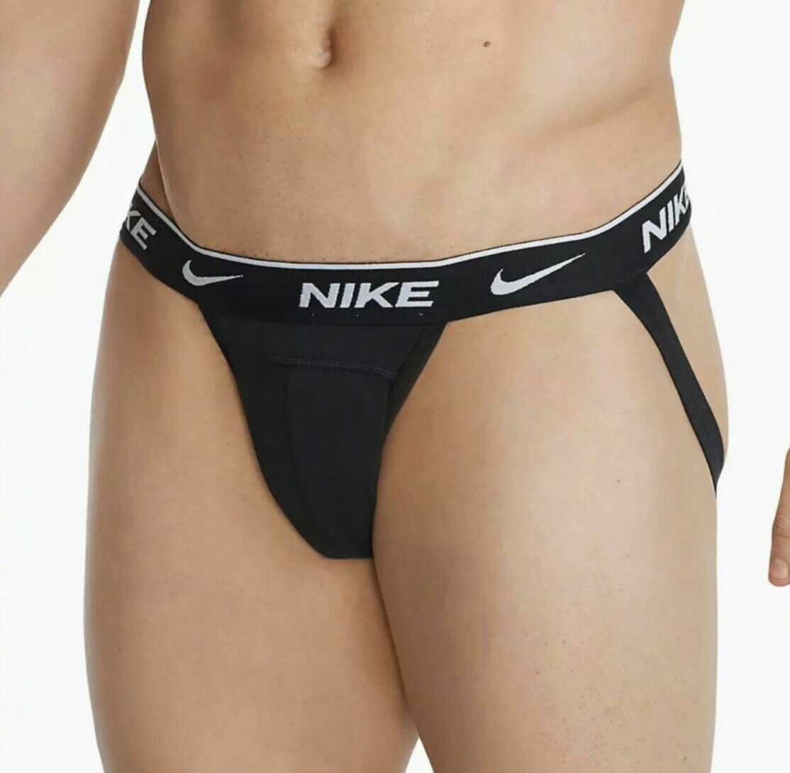 NWT 3 Authentic NEW NIKE DRI FIT BLACK JOCKSTRAP JOCK STRAP 3 pack S M L XL 2xl
