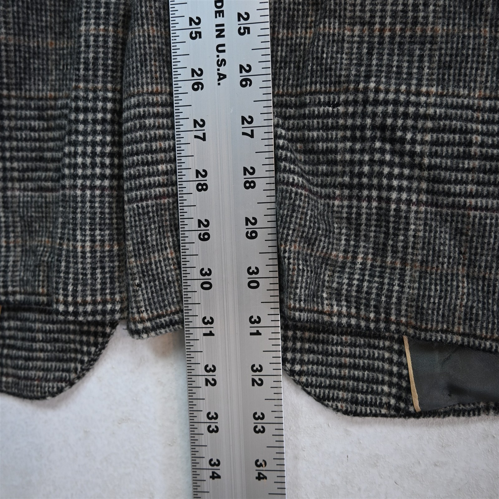 Vtg USA 42R Gray Glenn Check 100% Wool Thick Flannel Blazer Jacket Sport Coat