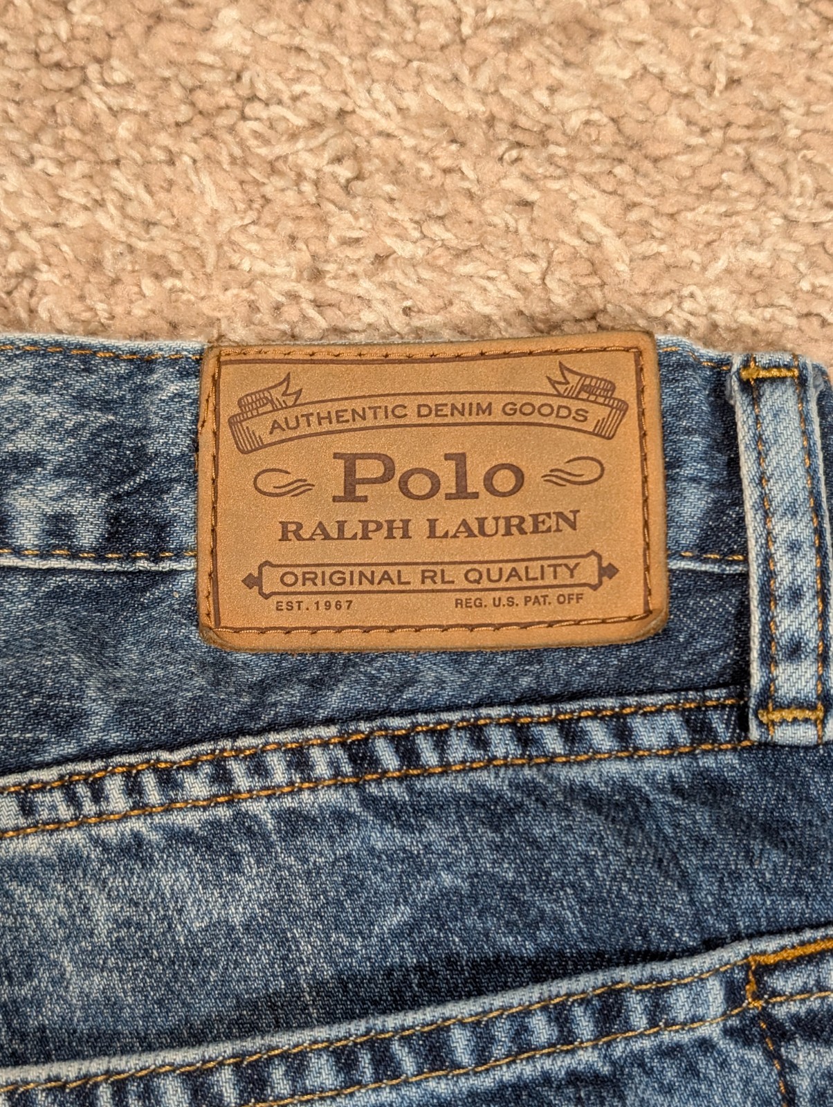 Polo Ralph Lauren Sullivan Medium Blue Acid Wash Men’s 36×30 Denim Jeans