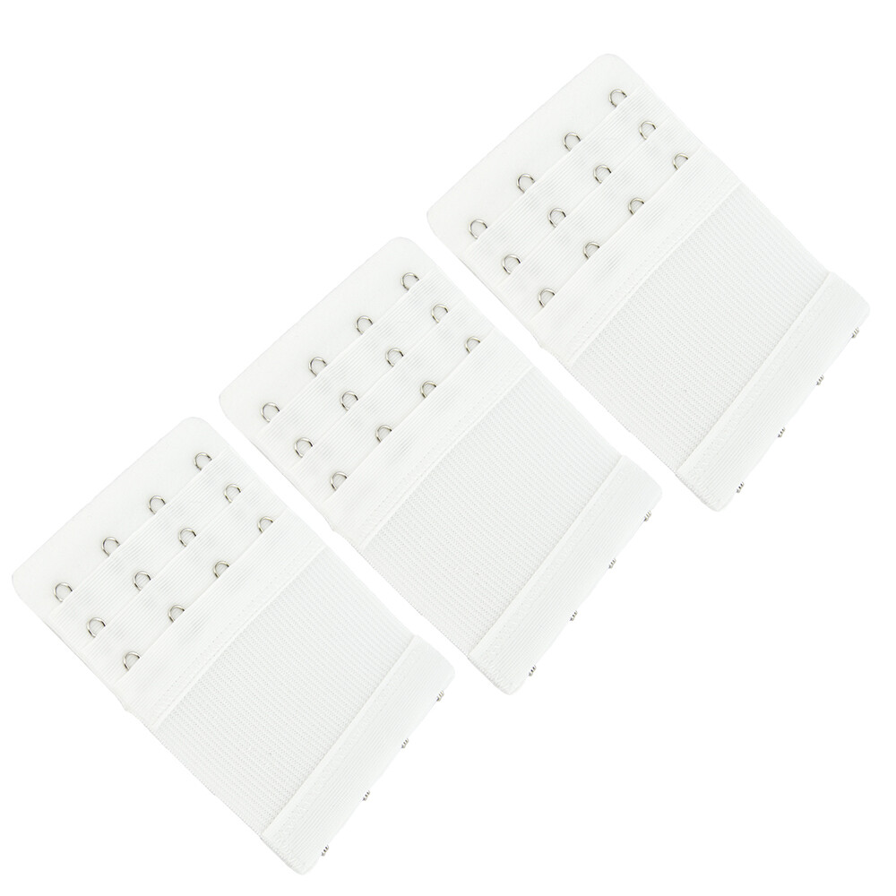 More of Me to Love Stretch Bra Extender 3-Pack, White, 2/3/4-Hook Style, Elastic
