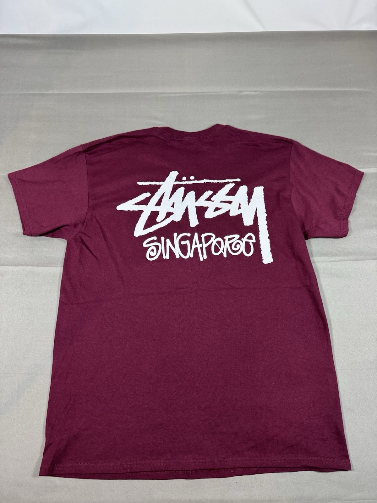 Rare Stussy Chapter Singapore Cut Tag Maroon Men’s Graphic T Shirt Size L