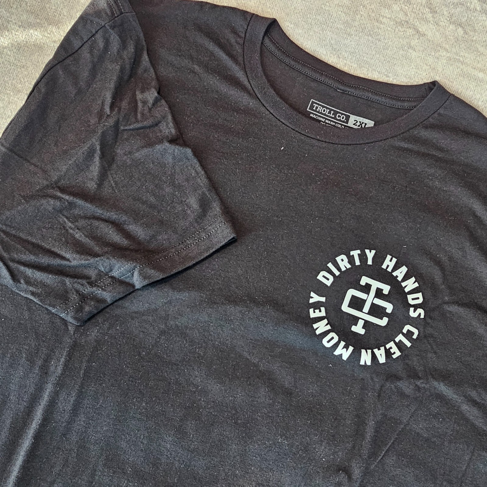 TROLL CO Dirty Hands Clean Money Twisted Wrenches Mens Black Short Sleeve 2XL