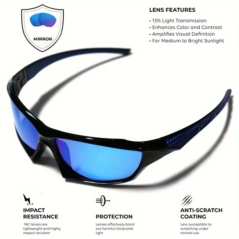Polarized Sports Sunglasses UV400 Men Driving Fishing Cycling Mirror Shades