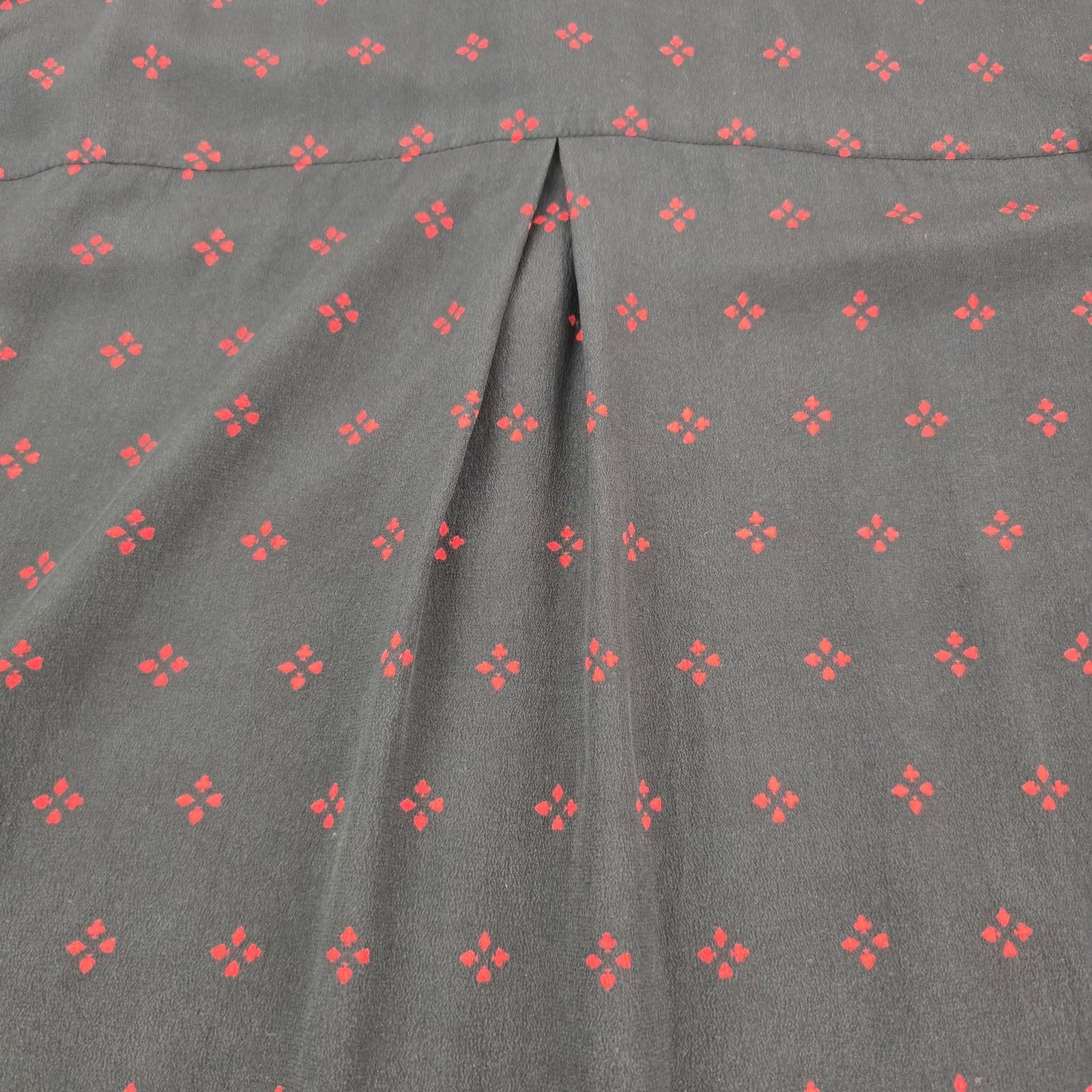 & Other Stories Silk Blouse Black Red Print Hidden Button Long Sleeve Shirt