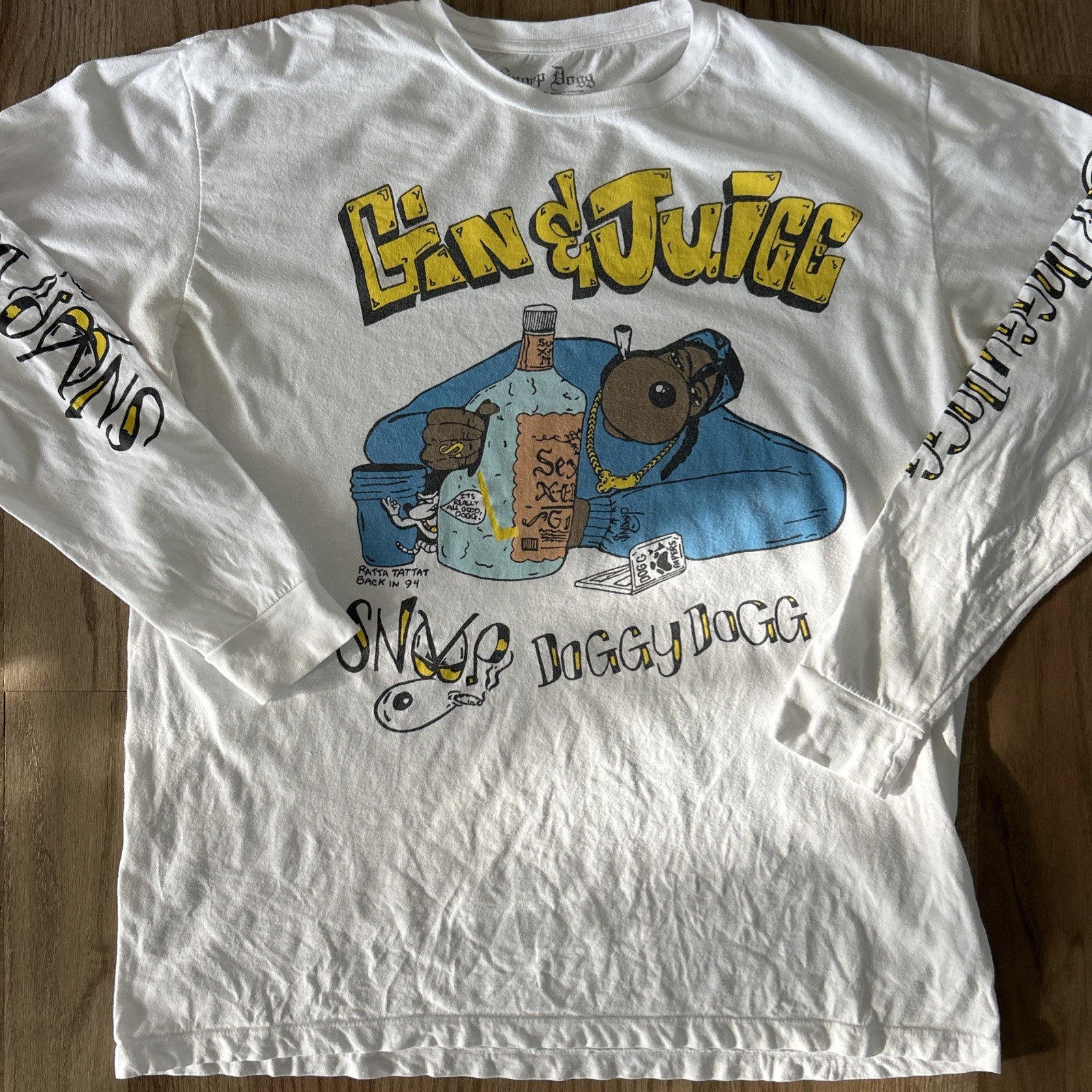 Vintage Snoop Doggy Dogg Gin & Juice Hip Hop West Coast Rap Worn T-shirt sz XL