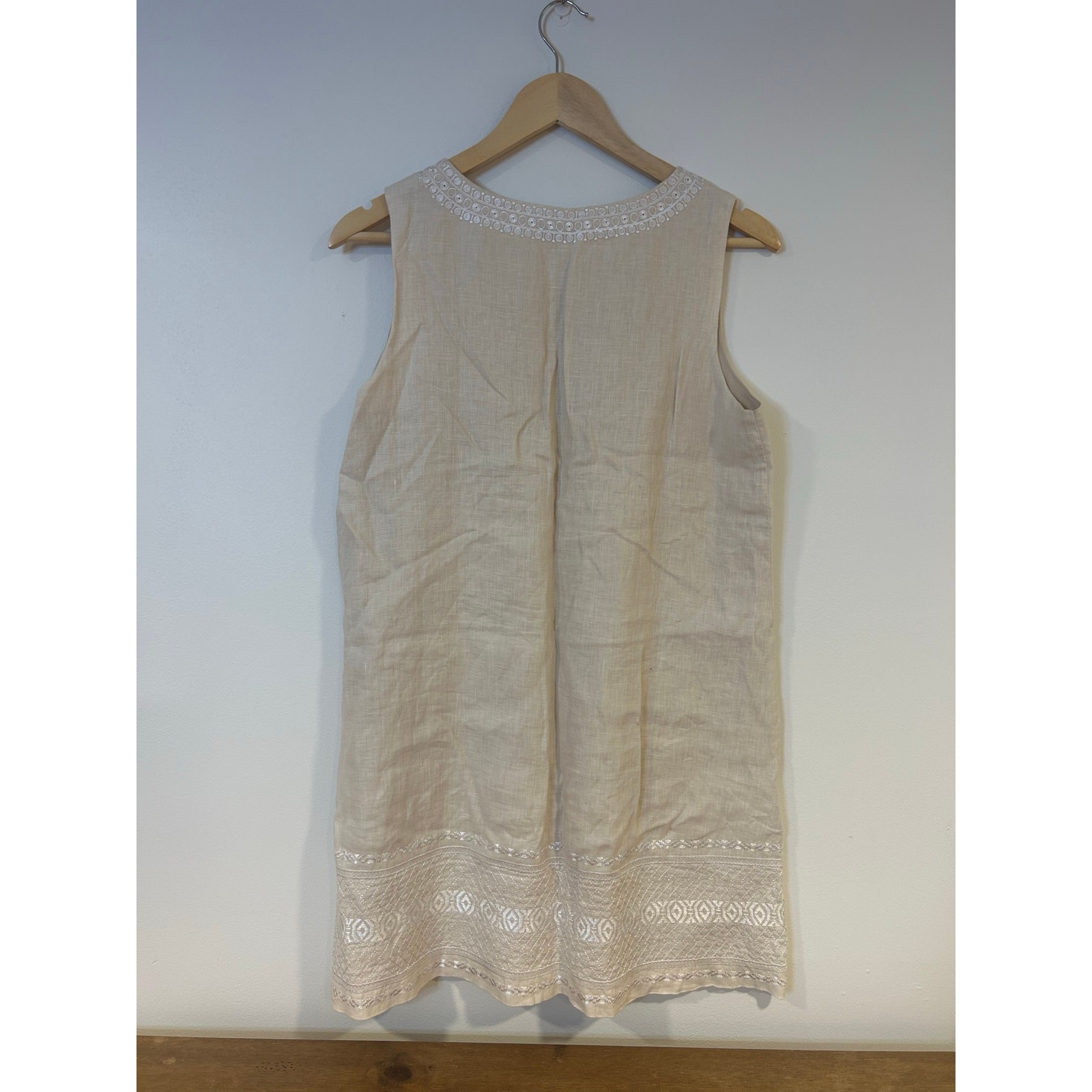 J MCLAUGHLIN Sz M 100% Linen Fully Lined Lightweight Coastal Beach Cottage-Core
