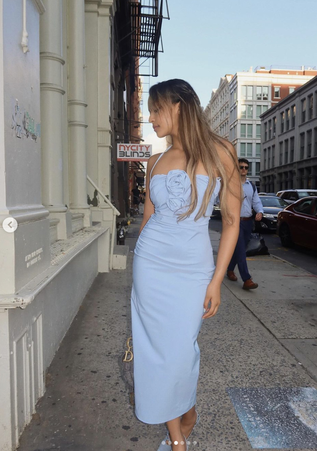 NWT_ZARA SS24 RAISED FLOWERS STRAPLESS DRESS SKY BLUE | 3581/880_XS-XL